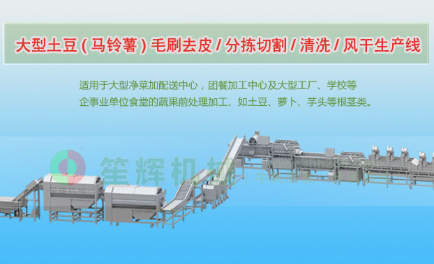 高淳连续式土豆去皮清洗切割风干生产线